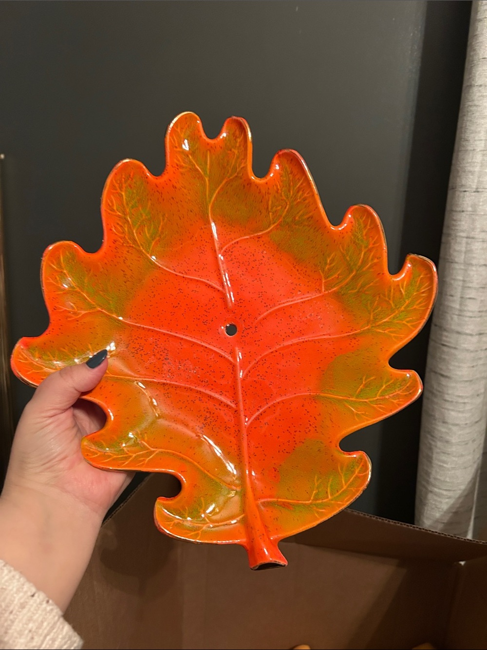 Ceramic Leaf Wall Accent in Orange and Green
